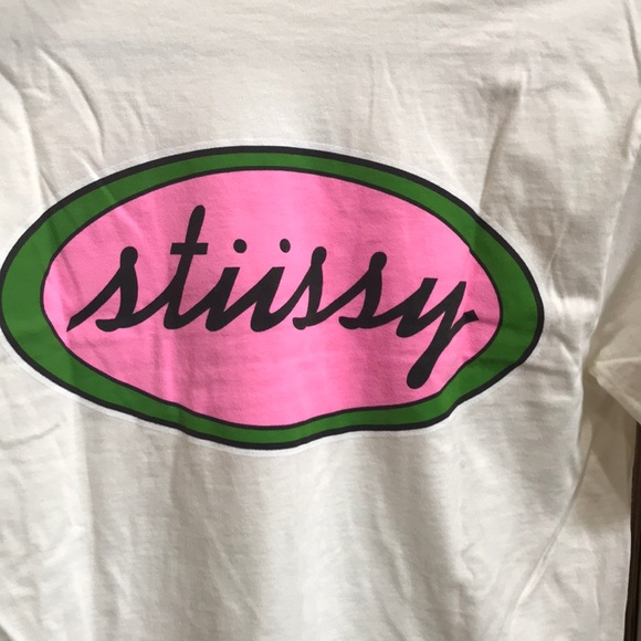 Stussy T -Shirt Multi Sizes off wht pk/gr Logo NWT - Picture 5 of 5